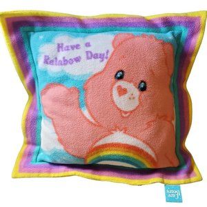 Vintage 2003 Rainbow Cheer Carebear Fleece Throw Pillow‎ Rainbow Day 18"